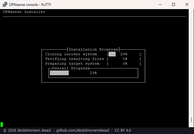 Installation Progress: cloning, verifying, preparing; overall 23 per cent