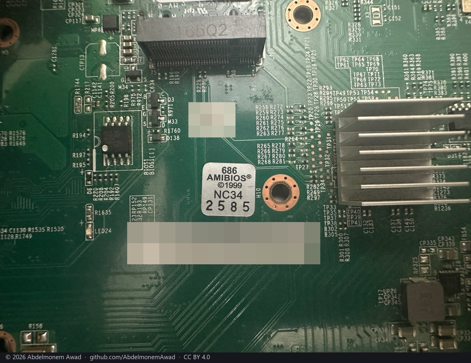 The BIOS flash and the serial label