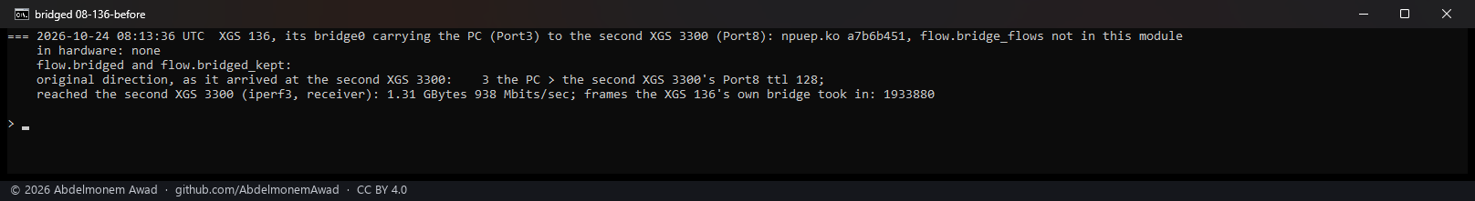 Before: the XGS 136's bridge carried every frame of the connection itself