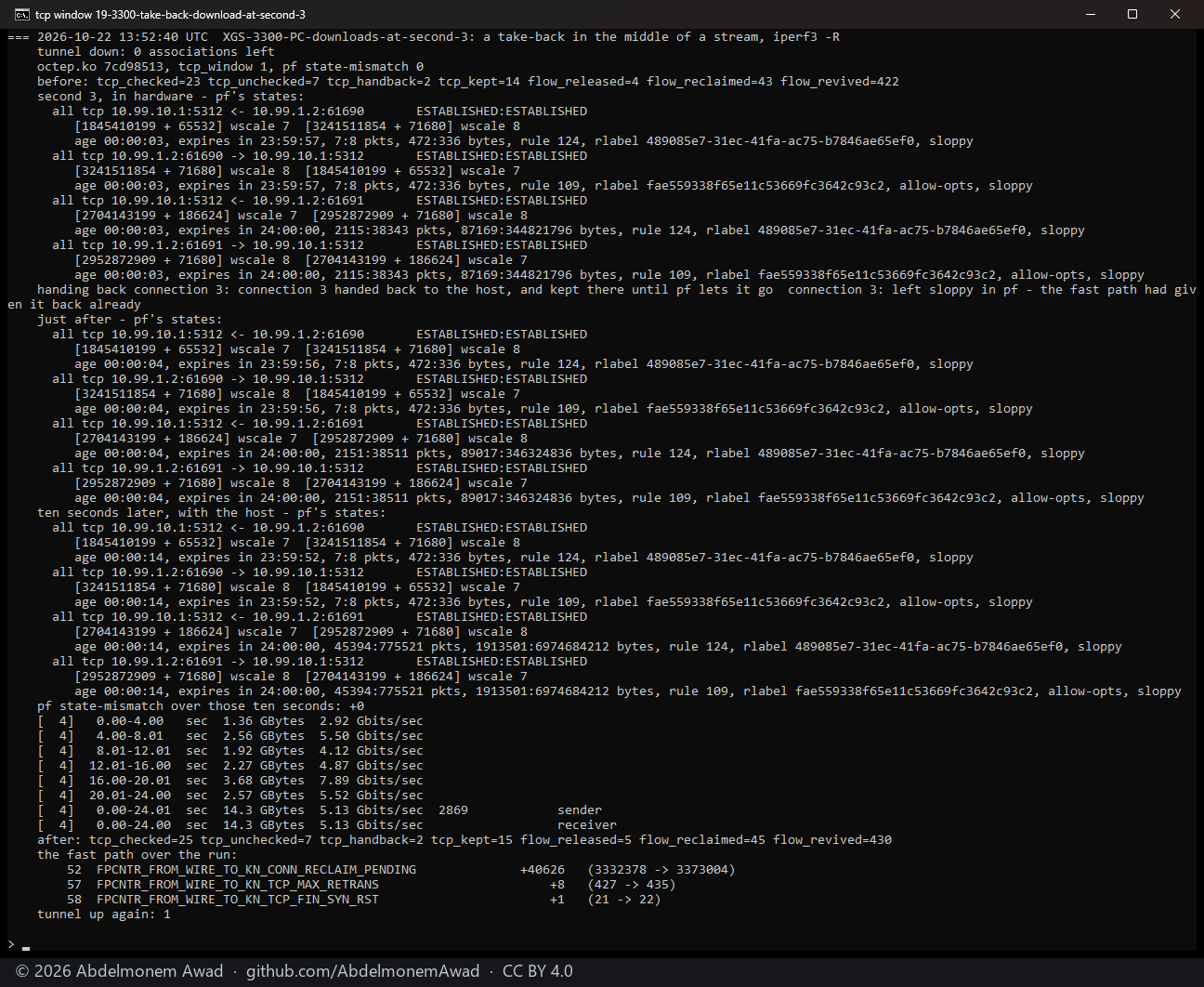 XGS 3300, downloading, at second 3: given back already, left sloppy, state-mismatch +0