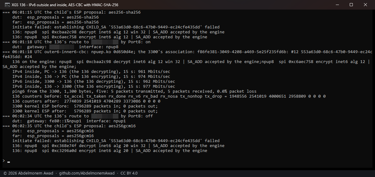 AES-CBC with HMAC-SHA-256 over IPv6: 961 to 977 Mbit/s