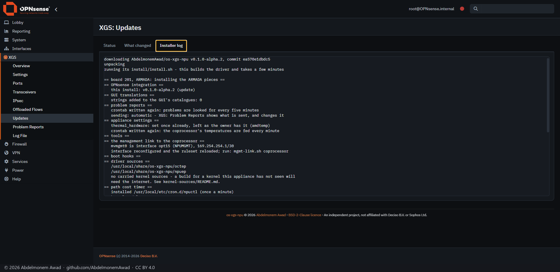The installer log